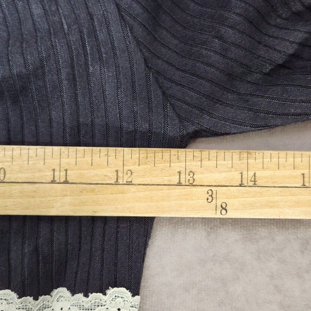 Kimchi Blue Urban Outfitters Black Ribbed Lace Ribbon Peplum Tie Top Small NEW - Picture 6 of 7